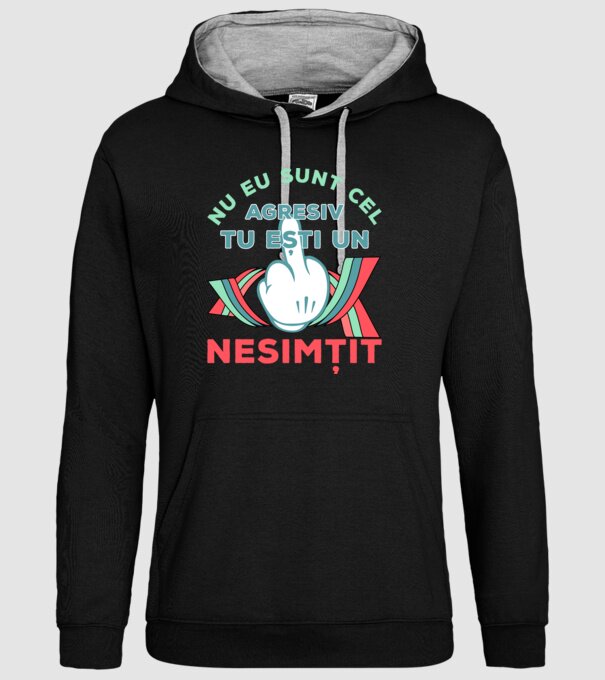 nu eu sunt cel agresiv, tu ești un nesimțit model negru pe tricou