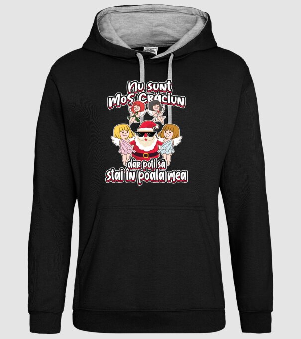 Nu sunt Moș Crăciun, dar poți să stai în poala mea model negru pe tricou