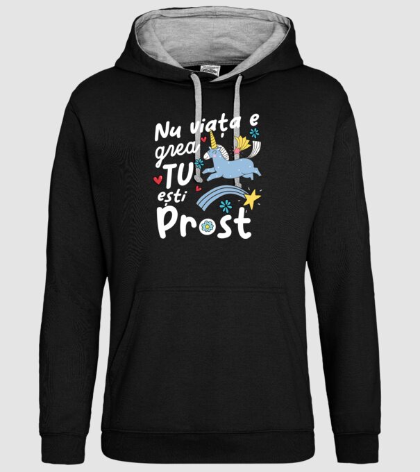 Nu viața e grea, tu ești prost model negru pe tricou