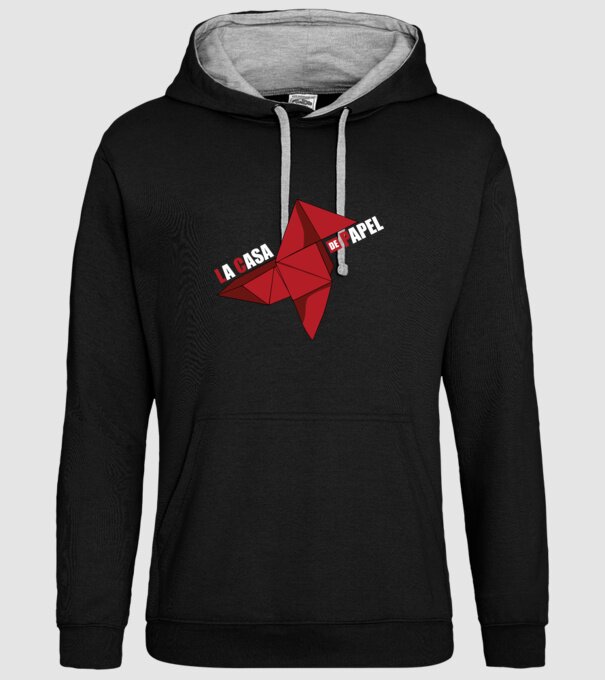 origami la casa de papel model negru pe tricou