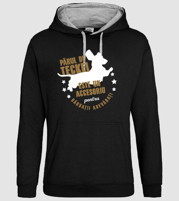 părul de teckel este un accesoriu pentru bărbații adevărați model negru pe tricou