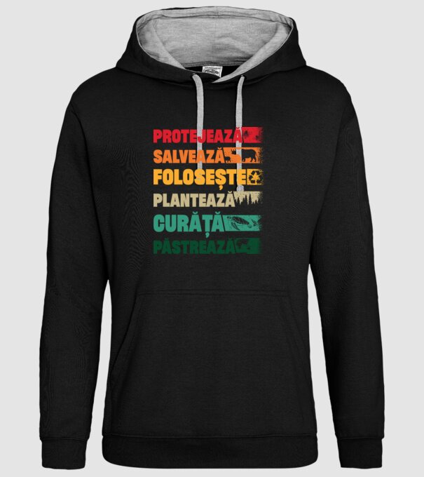 protejează salvează păstrează model negru pe tricou