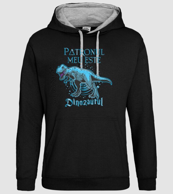 Patronul meu este dinozaurul model negru pe tricou