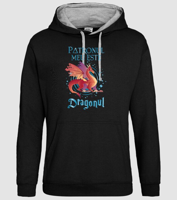 Patronul meu este DRAGONUL model negru pe tricou