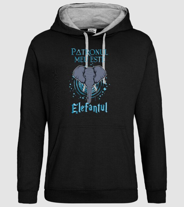 Patronul meu este ELEFANTUL model negru pe tricou