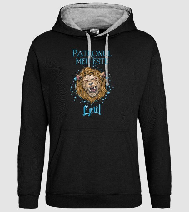 Patronul meu este LEUL model negru pe tricou