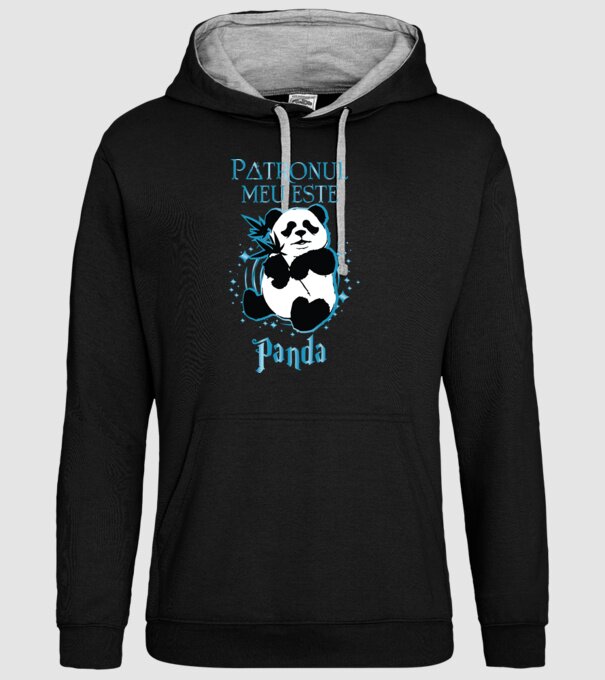 Patronul meu este PANDA model negru pe tricou