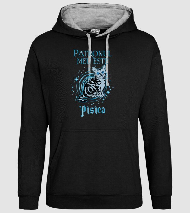 Patronul meu este PISICA model negru pe tricou