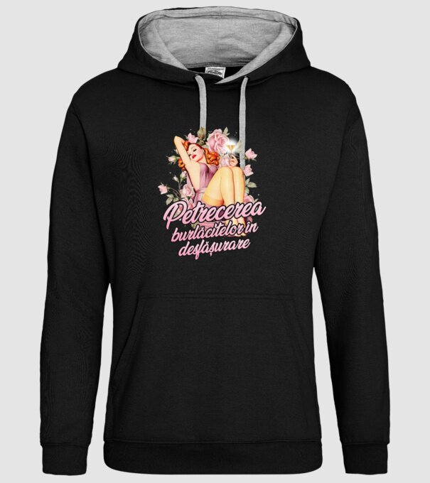 Petrecerea burlăcitelor în desfășurare model negru pe tricou