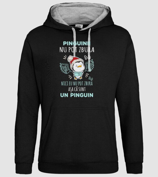 pinguinii nu pot zbura, nici eu nu pot zbura, așa că sunt un pinguin model negru pe tricou