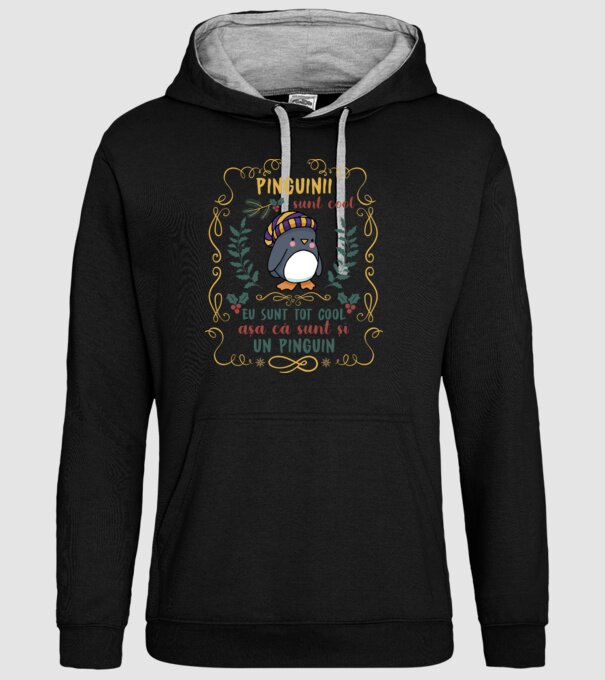 pinguinii sunt cool, eu sunt tot cool așa că sunt și un pinguin model negru pe tricou