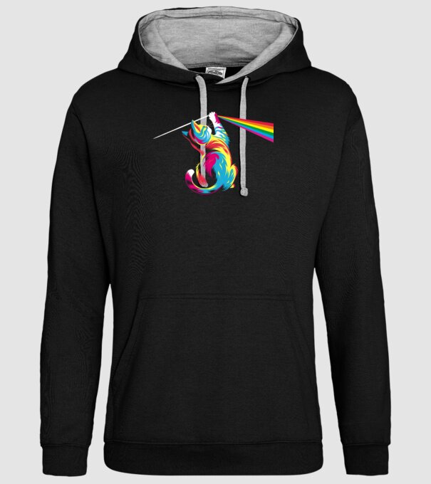 Pisica prismă model negru pe tricou