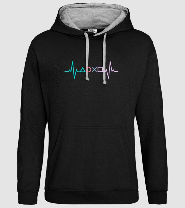 Playstation Symbols EKG model negru pe tricou