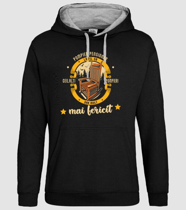 POMPIER pensionar - la fel ca ceilalți pompieri, dar mult mai fericit model negru pe tricou