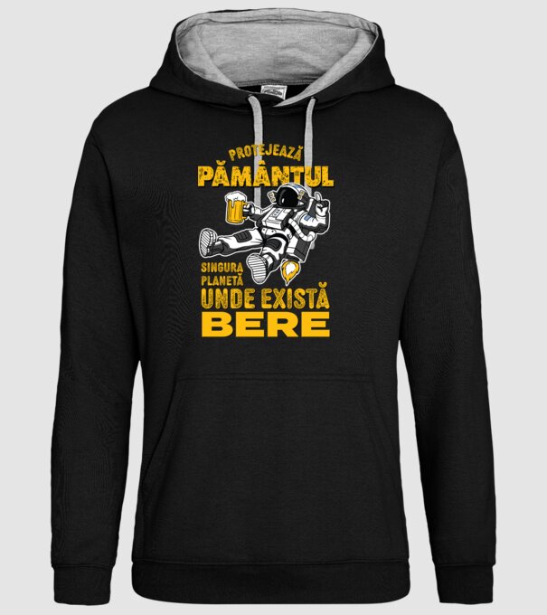 Protejează Pământul, singura planetă unde există bere model negru pe tricou