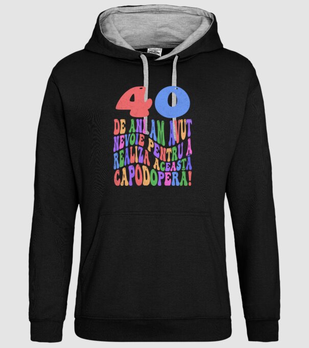 Realiza această capodoperă 40 model negru pe tricou