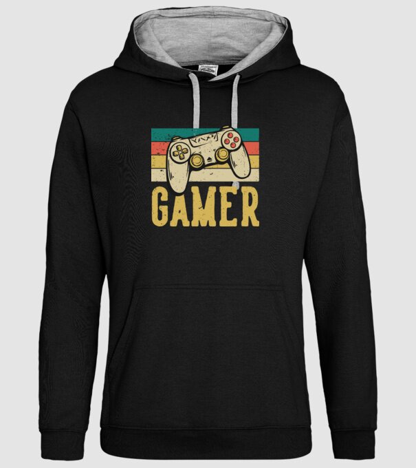 Retro gamer model negru pe tricou