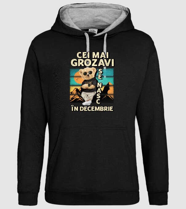 RETRO teddy DECEMBRIE model negru pe tricou