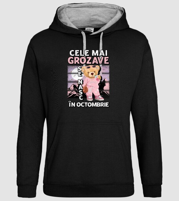 RETRO teddy fetişcană OCTOMBRIE model negru pe tricou
