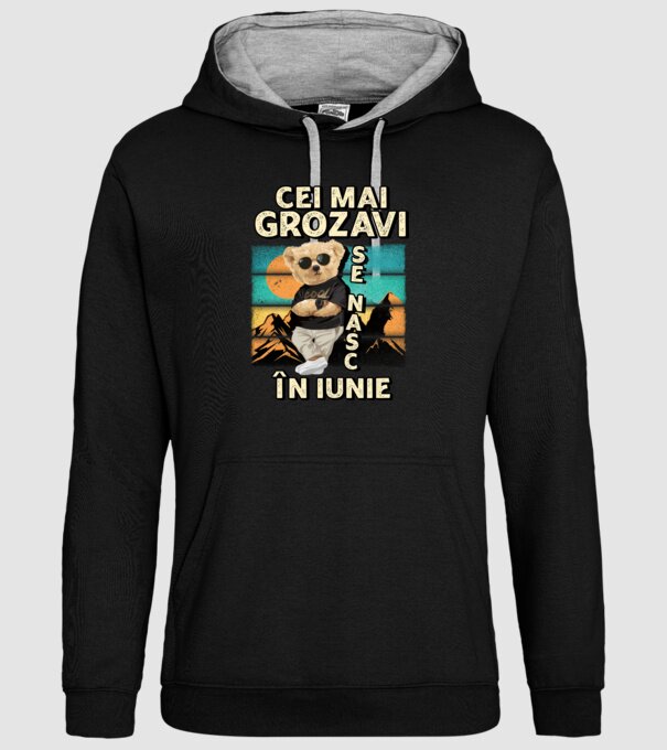 RETRO teddy IUNIE model negru pe tricou