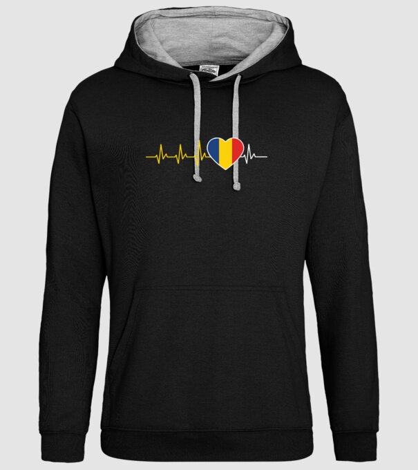 România heartbeat model negru pe tricou