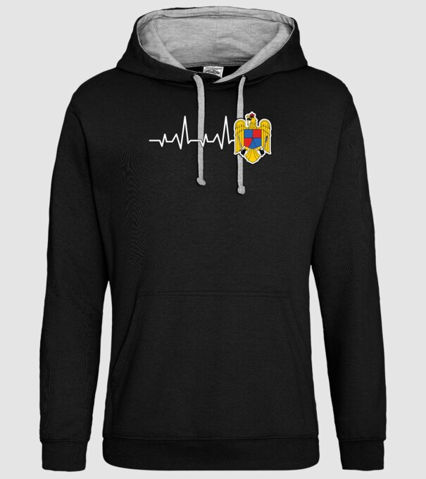 ROMANIA heartbeat model negru pe tricou