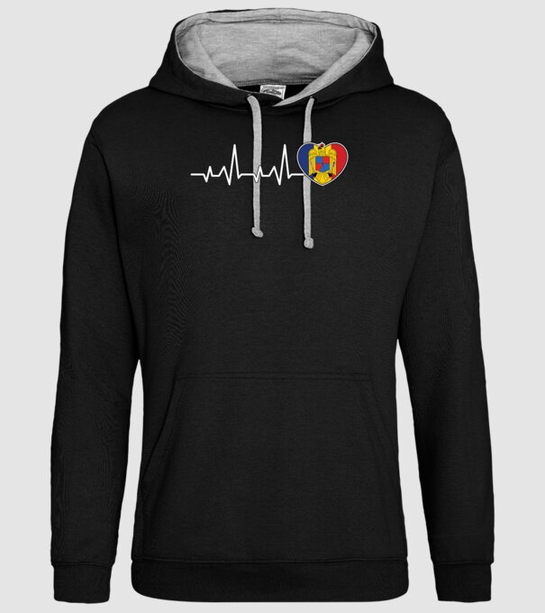 ROMANIA heartbeat model negru pe tricou