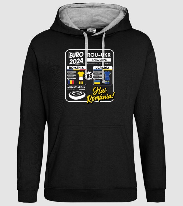 ROU-UKR euro 2024 calendar model negru pe tricou