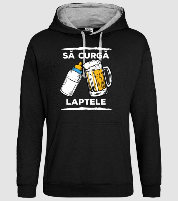 să curgă laptele! model negru pe tricou