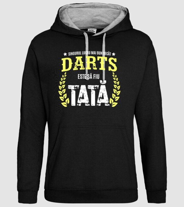 singurul lucru mai bun decât darts este să fiu tată model negru pe tricou