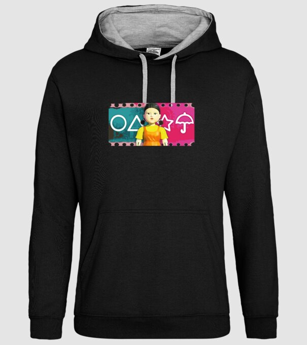 squid game drawing model negru pe tricou