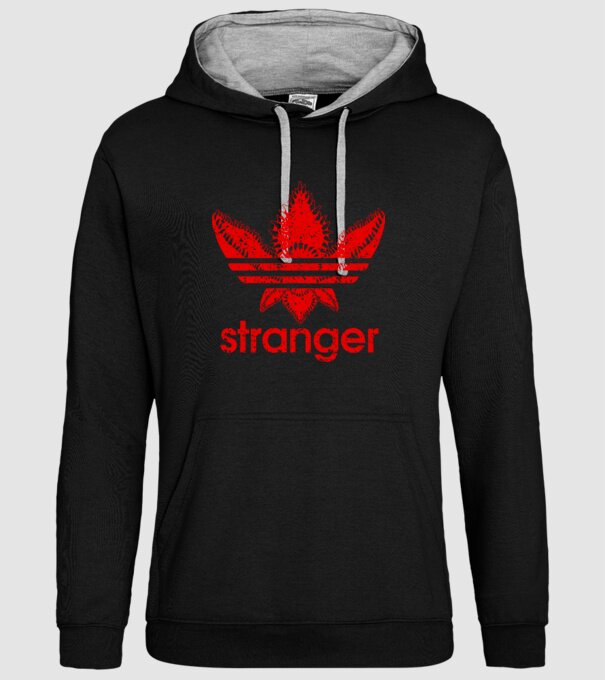 stranger logo red model negru pe tricou