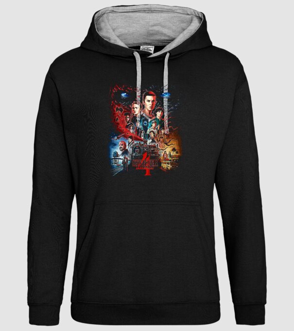 stranger things poster model negru pe tricou