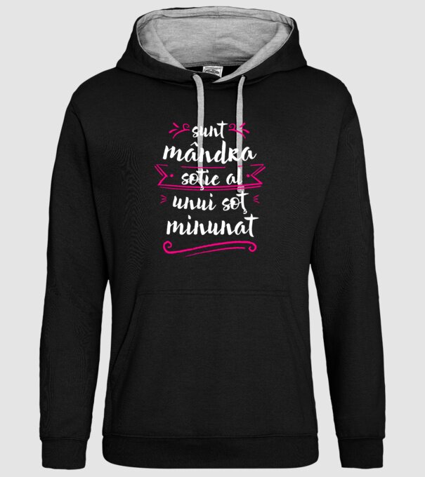 Sunt mândra soție a unui soț minunat model negru pe tricou