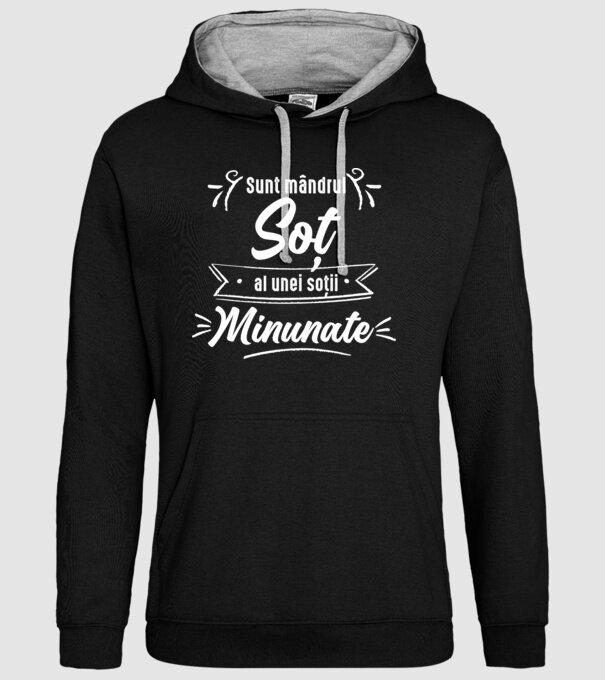 Sunt mândrul soț al unei soții minunate model negru pe tricou