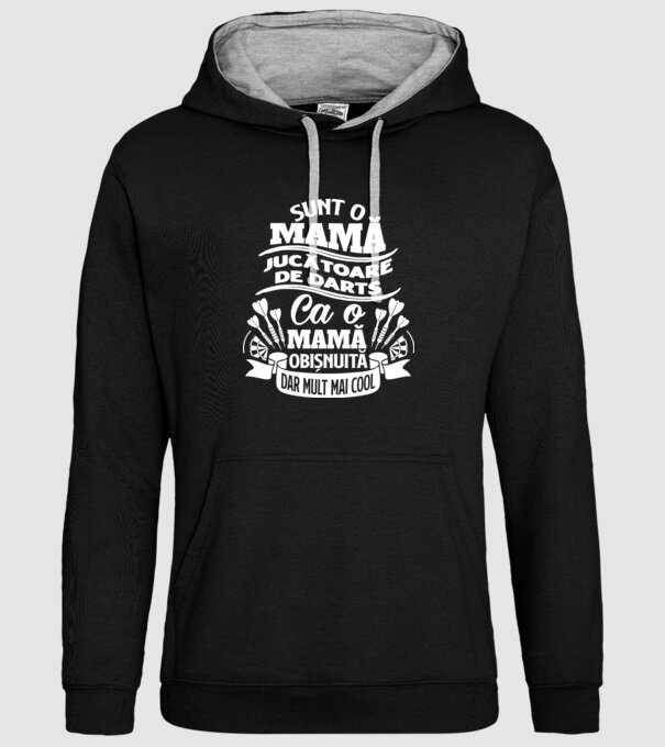 Sunt o mamă jucătoare de darts, ca o mamă obișnuită, dar mult mai cool model negru pe tricou