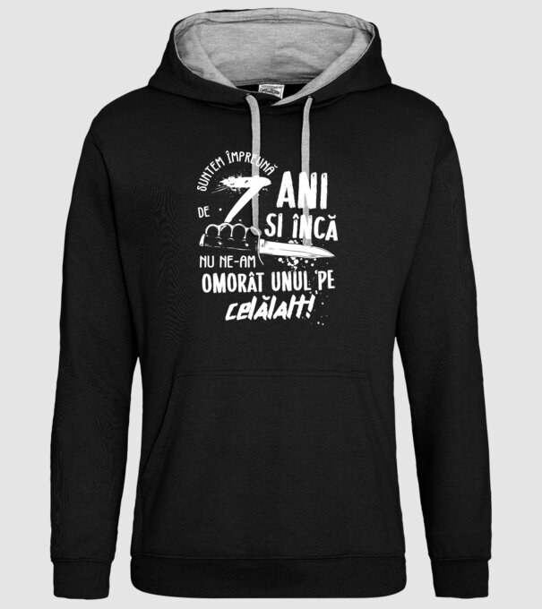 Suntem împreună de 7 ani model negru pe tricou