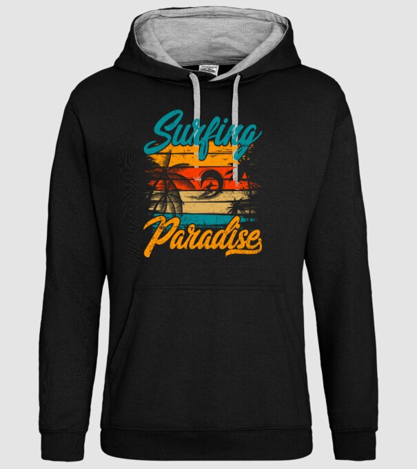 Surfing Paradise model negru pe tricou
