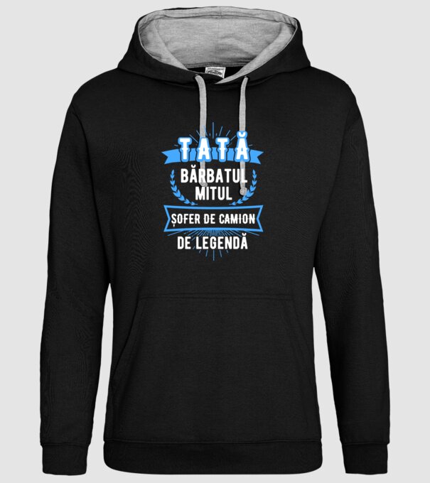 TATĂ - bărbatul, mitul, ȘOFER DE CAMION de legendă model negru pe tricou