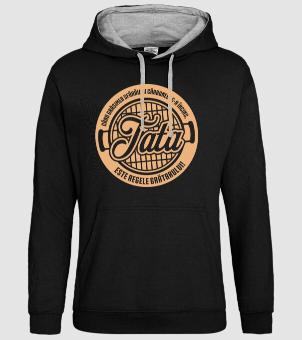 Când grăsimea sfârâie și cărbunele s-a încins, tata este regele grătarului! model negru pe tricou