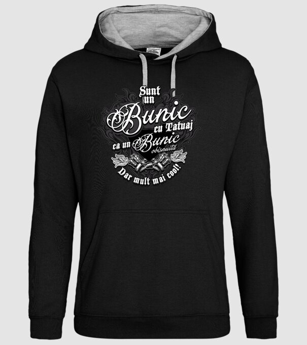 Sunt un bunic cu tatuaj, ca un bunic obișnuit, dar mult mai cool! model negru pe tricou