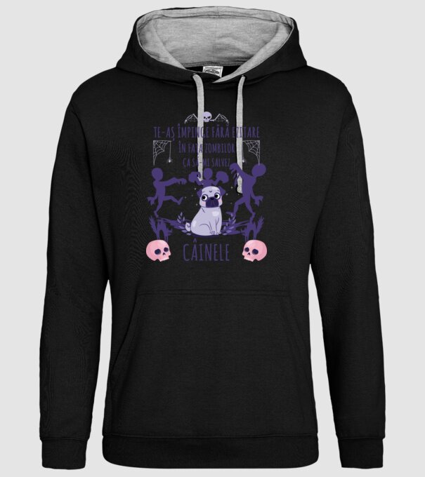 te-aș împinge fără ezitare în fața zombilor ca să-mi salvez câinele model negru pe tricou
