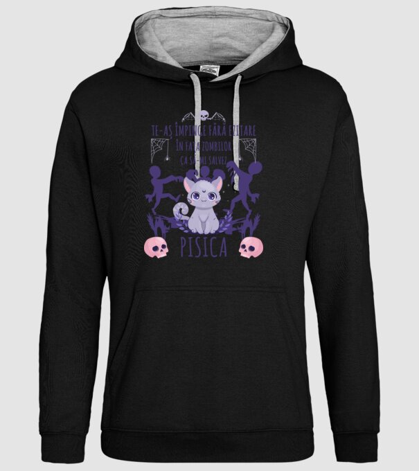 te-aș împinge fără ezitare în fața zombilor ca să-mi salvez pisica model negru pe tricou