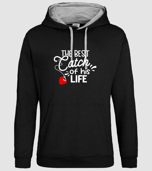 The best catch fehér model negru pe tricou