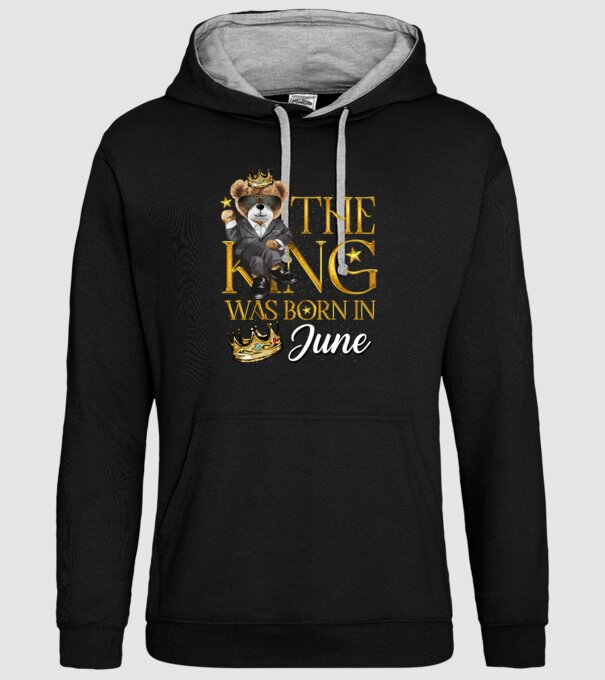 The king was born int JUNE model negru pe tricou