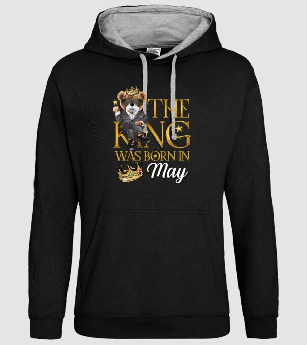 The king was born int MAY model negru pe tricou