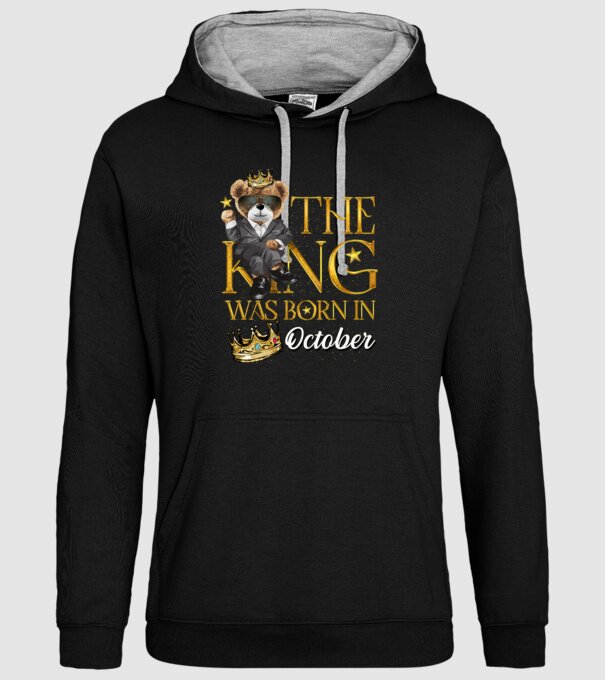The king was born int OCTOBER model negru pe tricou