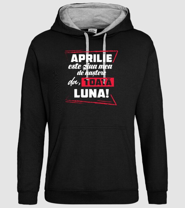 Toată luna APRILIE model negru pe tricou