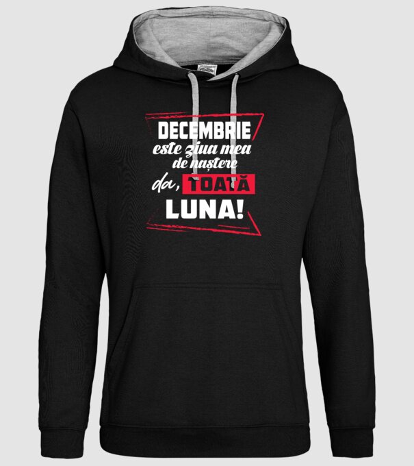 Toată luna DECEMBRIE model negru pe tricou