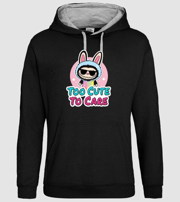 Too cute to care model negru pe tricou